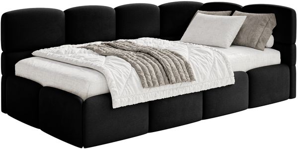 Selsey 'Cloudy' Jugendbett 90x200, Kopfteil rechts, Schwarz