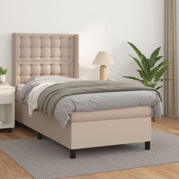 vidaXL Boxspringbett mit Matratze Cappuccino-Braun 90x200cm Kunstleder 3132482