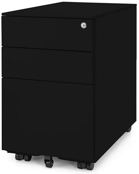 Ergotopia® Rollcontainer für Schreibtisch mit 3 Schubladen, abschließbar, 60x39x52 cm (HxBxT), Schwarz