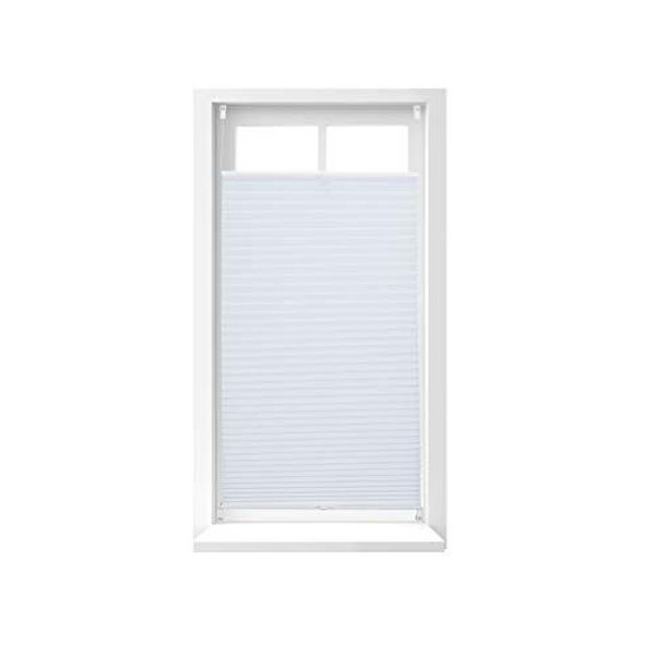 Relaxdays - 1 x Plissee Rollo ohne Bohren, Klemmfix zum Kleben, Faltrollo lichtdurchlässig, Faltstore, B x H: 60x130 cm, weiß