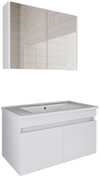 Roomart Badmöbel Set ATRIA 3 Teilig, in 4 Farben, 85 cm Unterschrank mit Keramikwaschbecken • Spiegelschrank Bild 2