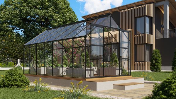 Vitavia 'Mars 11500' Gewächshaus, Aluminium, Schwarz, 3 mm ESG, 11,5 m²