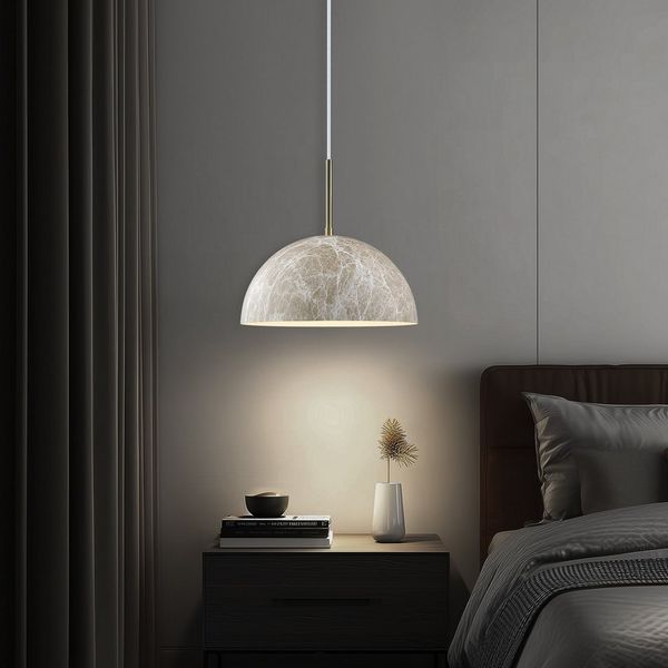 STANBOW Pendelleuchte Deckenlampe 1-Flammig Jadeglas-Struktur+Schwarz Metall Hängelampe, ohne Leuchtmittel (max. 40W E27) für Esstisch/Schlafzimmer/Cafe