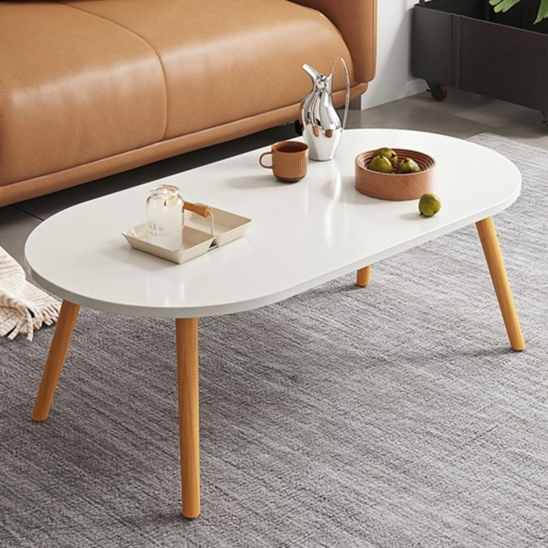 Moderner ovaler Couchtisch mit soliden Tischbeinen, 80x45x40 cm