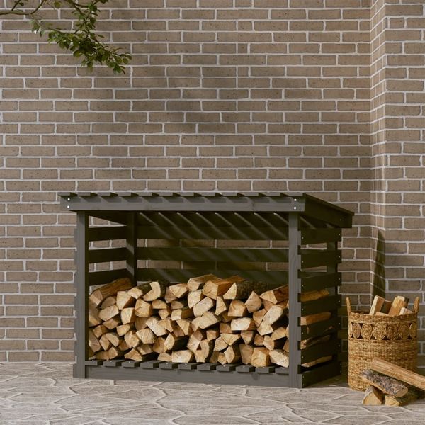 vidaXL Kaminholzregal Grau 108x73x79 cm Massivholz Kiefer 822229