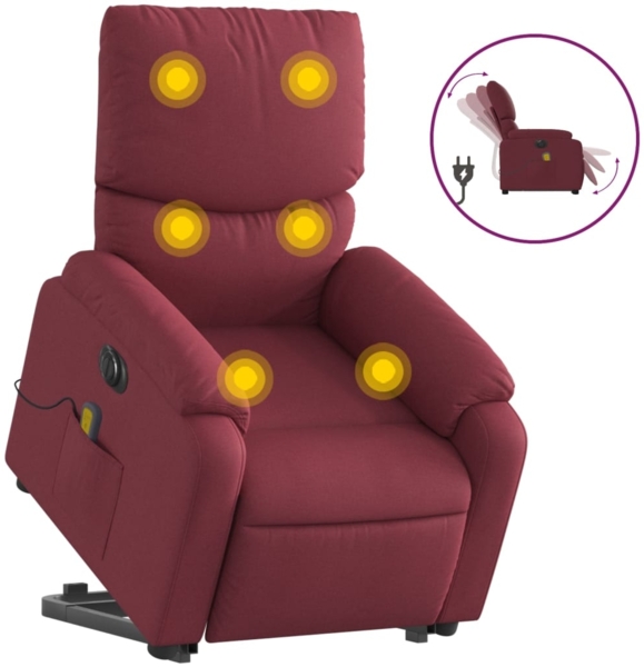 vidaXL Elektrischer Massagesessel mit Aufstehhilfe Weinrot Stoff 3204863