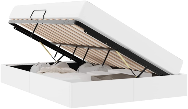 vidaXL Aufbewahrungsbett mit Matratze Weiß 140x200 cm Kunstleder 3399613