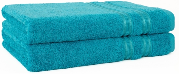 HAMMETEX Duschtuch 2er Set Badetücher 70x140 cm, 100% Baumwolle, Weich & Saugstark, Frottier (Set, 2-St), mit Bordüre, einfarbig, weich