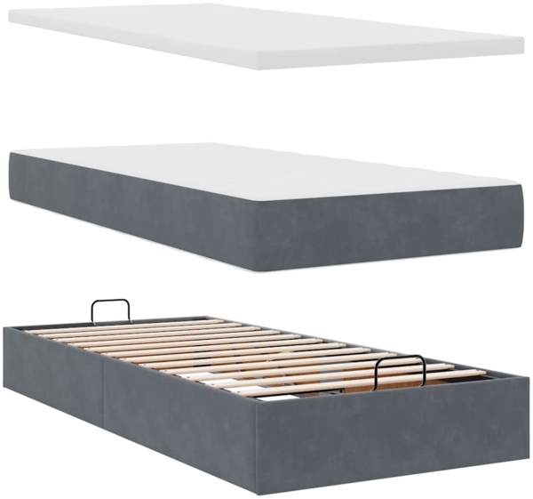 vidaXL Ottoman-Bett mit Matratzen Dunkelgrau 200x200 cm Samt 3312117 Bild 7