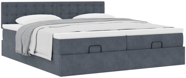vidaXL Ottoman-Bett mit Matratzen Dunkelgrau 200x200 cm Samt 3312117 Bild 4