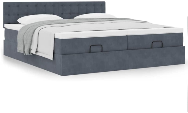 vidaXL Ottoman-Bett mit Matratzen Dunkelgrau 200x200 cm Samt 3312117 Bild 3