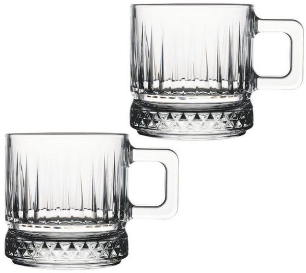 Pasabahce Elysia 2er-Gläser Set mit Henkel Teeglas Kaffeeglas 310 ml Transparent