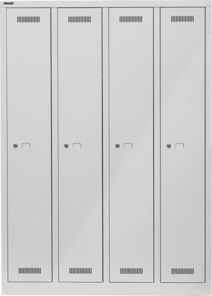 Bisley MonoBloc™ Garderobenschrank, 4 Abteile, je 1 Fach, Farbe lichtgrau