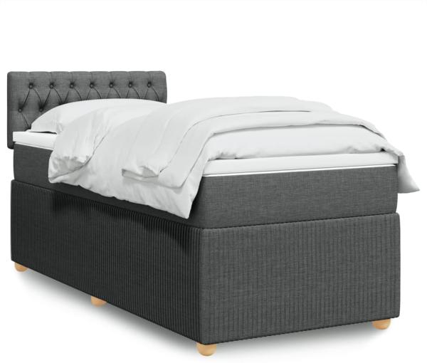 vidaXL Boxspringbett mit Matratze Dunkelgrau 90x200 cm Stoff 3289647