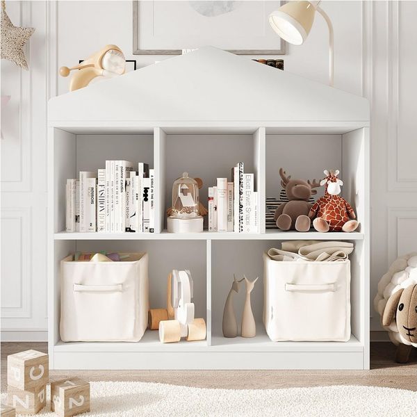 GarveeMore Bücherregal Kinder Bücherregal und Spielzeug Organisator Kinderaufbewahrungsregal