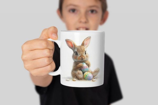 WS-Trend Tasse Osterhase Ostereier Ostern Bunny Kaffeetasse Teetasse Geschenkidee, 4-tlg, Keramik