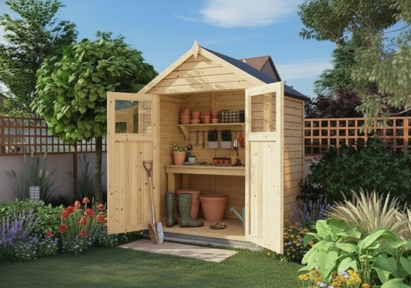 Alpholz Gerätehaus Alisha Gerätehaus aus Holz Geräteschrank mit 14 mm Wandstärke Gartenhaus mit Montagematerial