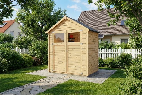 Alpholz Gerätehaus Alisha Gerätehaus aus Holz Geräteschrank mit 14 mm Wandstärke Gartenhaus mit Montagematerial