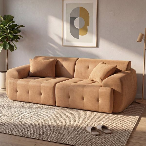 COMHOMA Sofa Ecksofa, Modulares Sofa, 2 Sitzer Bodensofa Couch mit Kissen Armlehne, für Wohnzimmer, vakuumverpackt