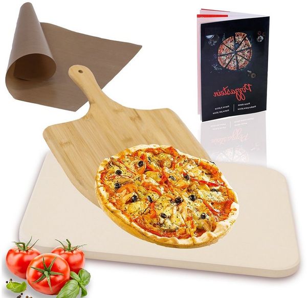 Melko Pizzastein Backstein Pizzastein SET 4tlg. Steinofen 30x38cm Pizza Stone, Cordierit, (Stück, Einzelartikel), Geruchlos, nicht verformend