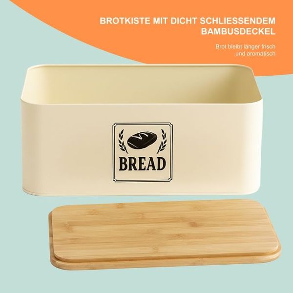 Relaxdays Brotkasten mit Bambusdeckel Retro-Design Bild 5