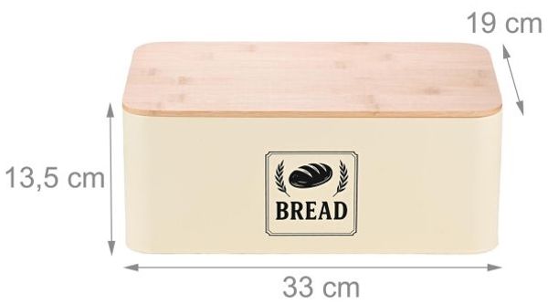 Relaxdays Brotkasten mit Bambusdeckel Retro-Design Bild 3