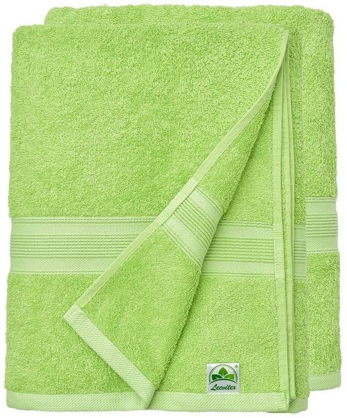leevitex® Duschtuch 2er Set Duschtuch Frottier XL, 70 x 140 cm, saugfähig und fusselfrei, gestreifte Bordüre