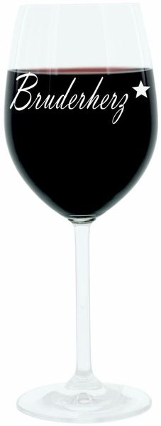 Leonardo Weinglas 400 ml, Bruderherz, Geschenk Stimmungsglas mit Gravur, Bruder Herz, Moodglas, Glas, 22 cm
