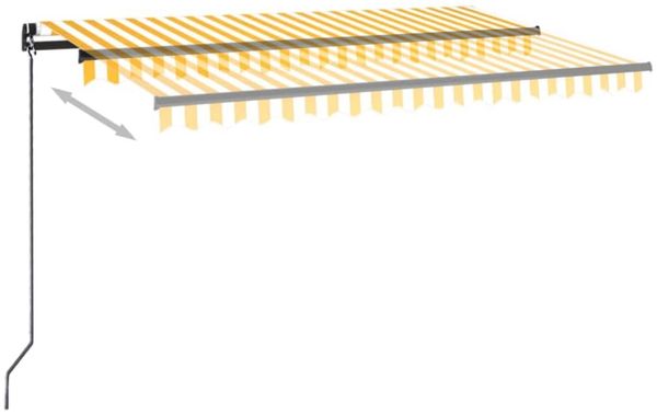 vidaXL Markise Manuell Einziehbar mit LED 450x300 cm Gelb und Weiß 3069123 Bild 3