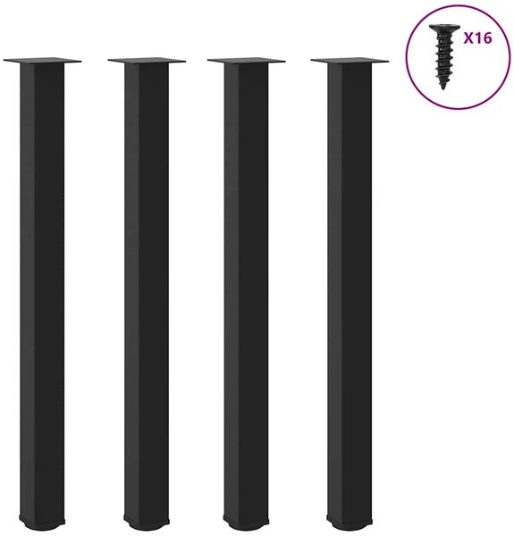 vidaXL Bartischbeine 4 Stk. Schwarz 110-112 cm Stahl 4012480