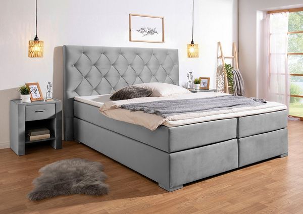 Home affaire Boxspringbett Chalon, in verschiedenen Breiten, inkl. Topper, wahlweise in H2, H3 oder H4 erhältlich