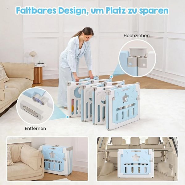 ToteBox Laufgitter Anpassungsfähiger Form mit Spielzeugboard Faltbarer laufstall (set, 14-tlg)