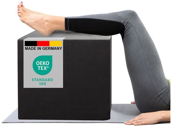 Bandscheibenwürfel S-M mit Bezug anthrazit Stufenbett Lagerungswürfel 30x35x40cm - Auswahl: mit Bezug, Größe: S-M
