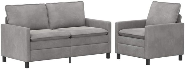 vidaXL Sofa Set 2 pcs Hellgrau Samt 3417067 Bild 2