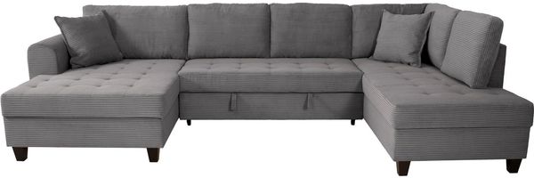 Trends by HG Wohnlandschaft Moritz U-Form, B: 324 cm, mit Bettfunktion, Bettkasten & Zierkissen
