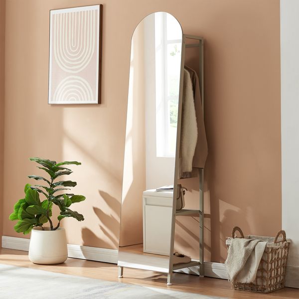 Garderobenspiegel 2-in-1 Frenraby 165x40x35 cm Sandfarben [en. casa]