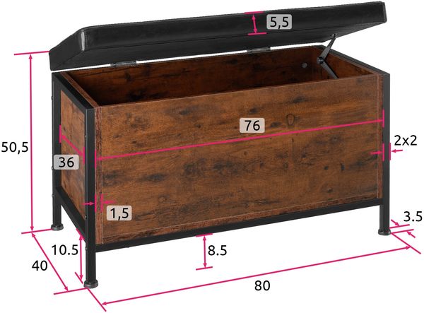 tectake Sitzhocker Sitztruhe, Industrial Style Bild 9