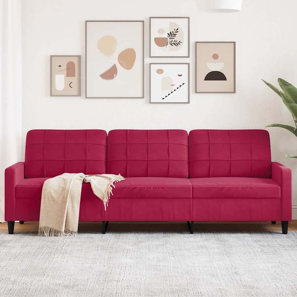 vidaXL 3-Sitzer-Sofa Weinrot 210 cm Samt 4007648