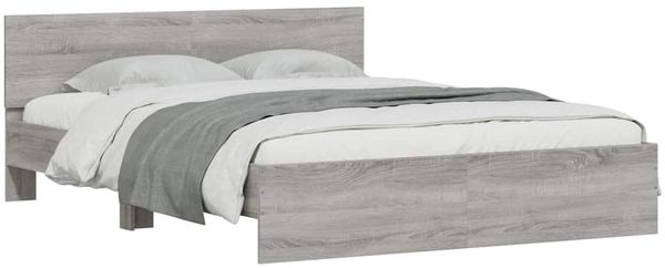 vidaXL Bettgestell mit Kopfteil LED-Beleuchtung Grau Sonoma 150x200 cm 3207607 Bild 5