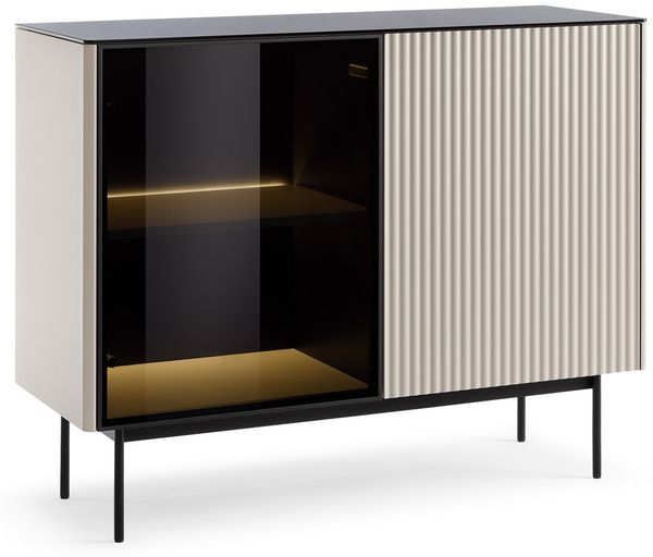 Bettso 'RITA' Kommode mit LED-Beleuchtung, Holzwerkstoff Kaschmir, 84x39x107cm