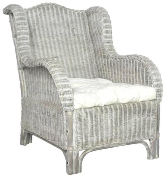 vidaXL Sessel mit Kissen Grau Natur-Rattan und Leinen [325464]