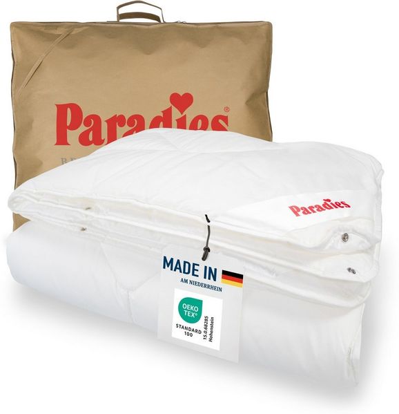 Paradies Kunstfaserbettdecke Prima Bio, Füllung: 100% Polyester, Bezug: 100% Baumwolle kbA, 4 Jahreszeiten Bettdecke anpassbar und ideal für jedes Wetter