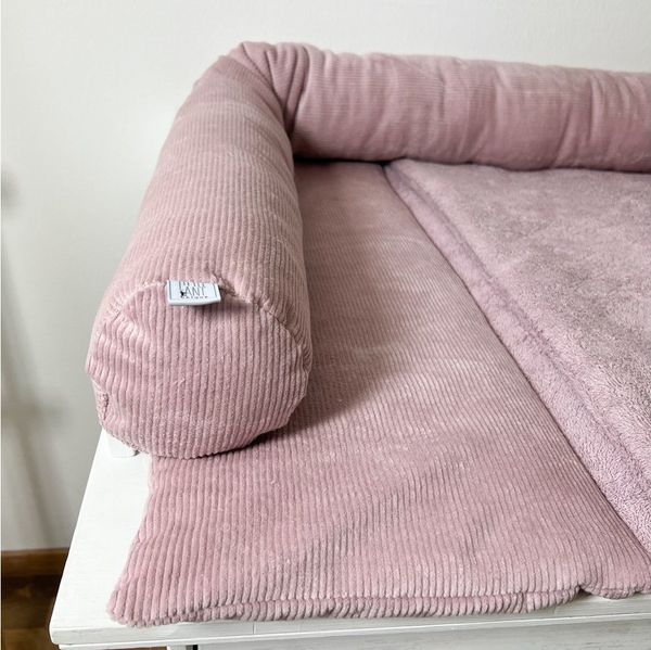 LittleANTunique Nestchenschlange Wickeltischumrandung I Bettschlange Cord rosa I Babybettumrandung, kuschelig weich, Schutz vor harten Kanten oder Gitterstäben