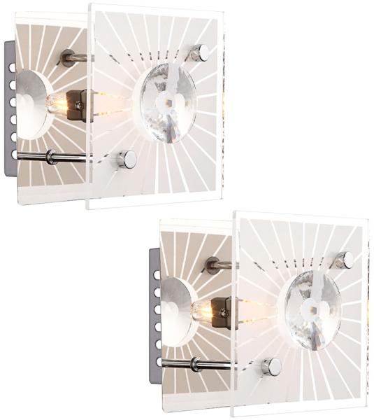 2er Set LED Wandleuchte, Chrom, Kristalle klar, satiniert, L 11cm