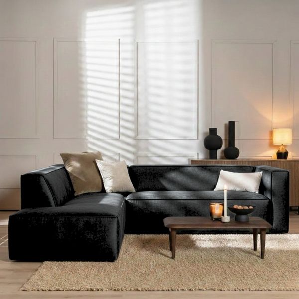 Bronx71 Ecksofa Memphis Samt anthrazit links