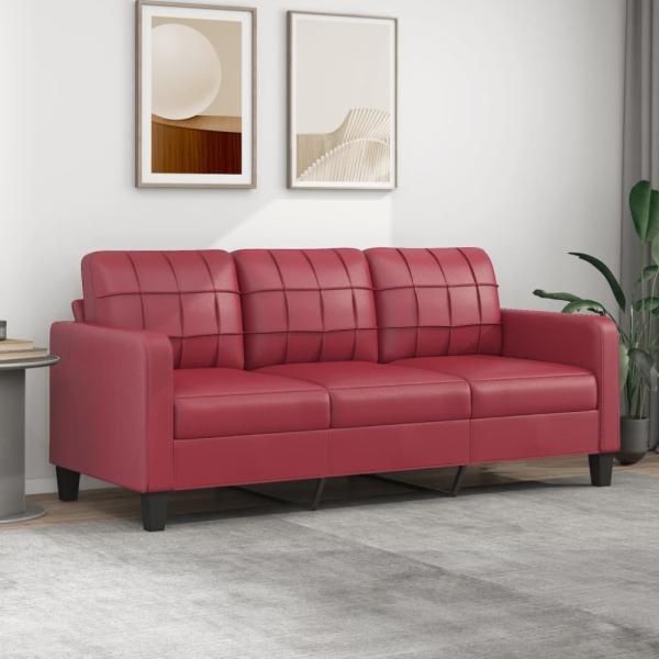 vidaXL 3-Sitzer-Sofa Weinrot 180 cm Kunstleder 359125