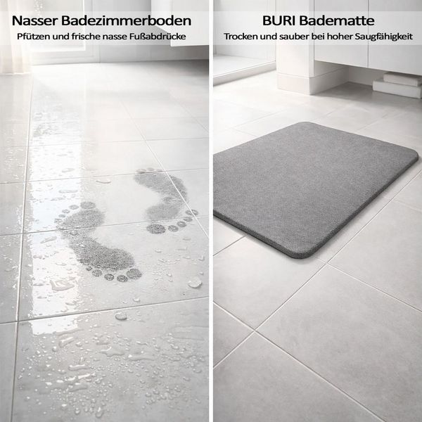 Cornat Kieselgur Badematte 60x39cm Naturmaterial Antibakteriell Rutschfest Saugstark Steinplatte Badvorleger