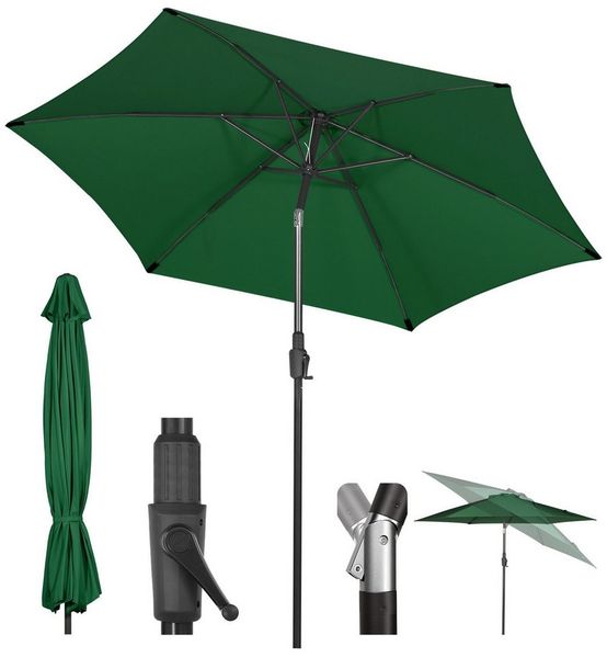 Sekey Sonnenschirm ∅ 220/270/350 cm Gartenschirm mit Kurbel Marktschirm Neigbar, LxB: 270,00x271,00 cm, Sonnenschutz UV50+, Windfest und Stabil, 100% Wasserfest