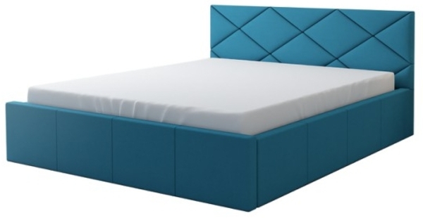 Polsterbett VIGI 160x200 mit Matratze, Bettkasten und Lattenrost. Farbe: Azur 13