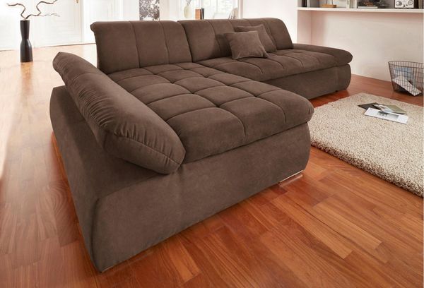 DOMO collection Ecksofa NMoric XXL, B/T/H: 300/172/80cm, Revamierenabschluss L-Form, wahlweise mit Bettfunktion und Armlehnverstel,lung